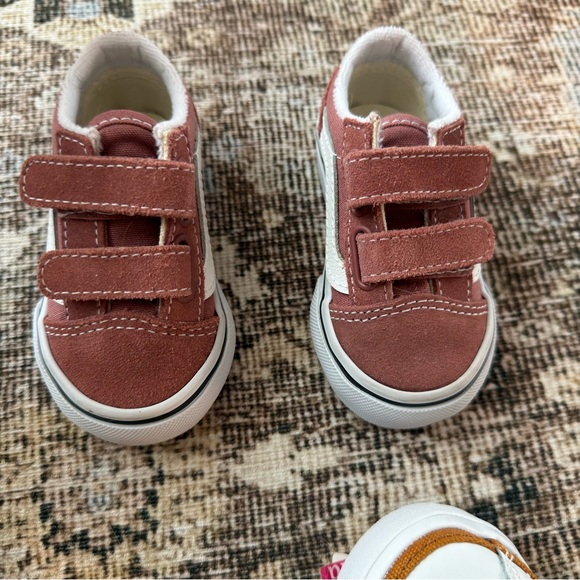 Vans Old Skool V Sneaker Toddler Kids Pink Velcro Shoes Size 4 - Picture 6 of 6